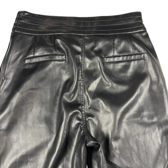 7 for All Mankind Vegan Faux Leather Ankle Pants Side Zip Cross Waist Size L - Picture 8 of 12